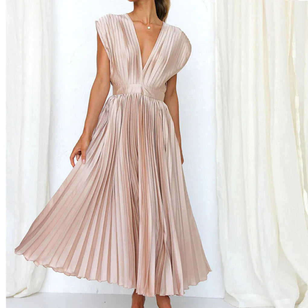 Modernes ärmelloses Damenkleid mit V-Ausschnitt
