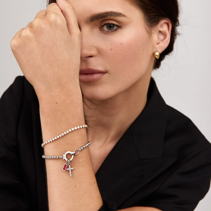 Nova-Perlen-Geburtssteinarmband mit Kreuzanhänger
