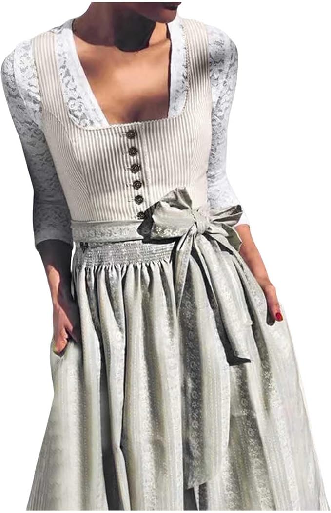 Damen-Dirndl-Set mit Knopfleiste und Schürze