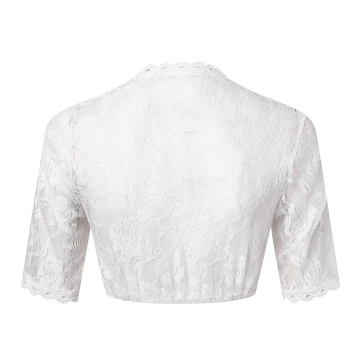 Damen Dirndl-Crop-Top mit floraler Spitze und tiefem V-Ausschnitt