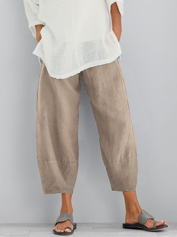 Damenhose mit elastischem Bund und weitem Bein