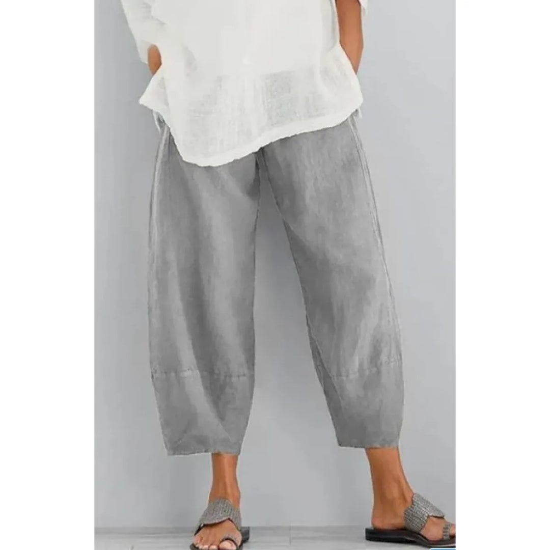 Damenhose mit elastischem Bund und weitem Bein