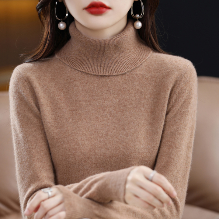 Damen‑Rollkragenpullover aus 100 % Kaschmir – weich, normale Passform