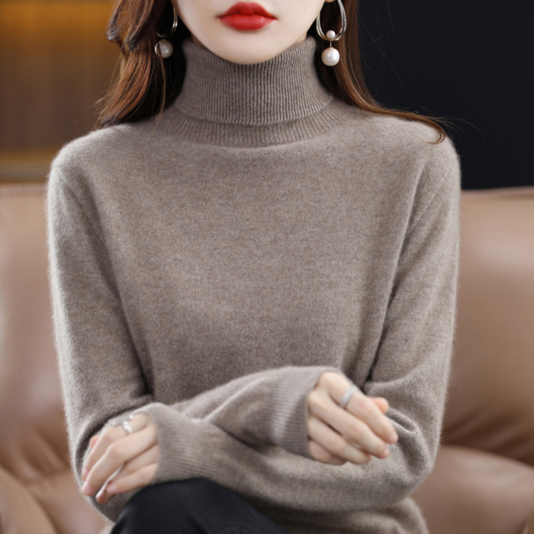 Damen‑Rollkragenpullover aus 100 % Kaschmir – weich, normale Passform