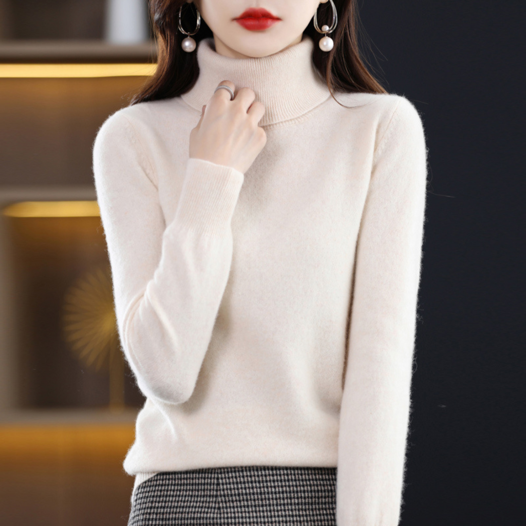 Damen‑Rollkragenpullover aus 100 % Kaschmir – weich, normale Passform