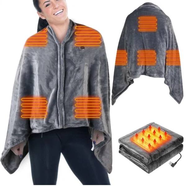 USB-Wärmeponcho mit Reissverschluss, 150 x 80 cm mit 8 Zonen und 3 Stufen