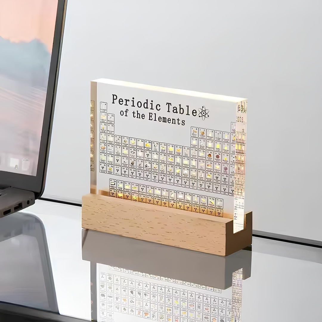 Beleuchtete Periodensystem-Tafel mit echten Elementen - Elementa