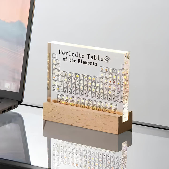 Beleuchtete Periodensystem-Tafel mit echten Elementen - Elementa