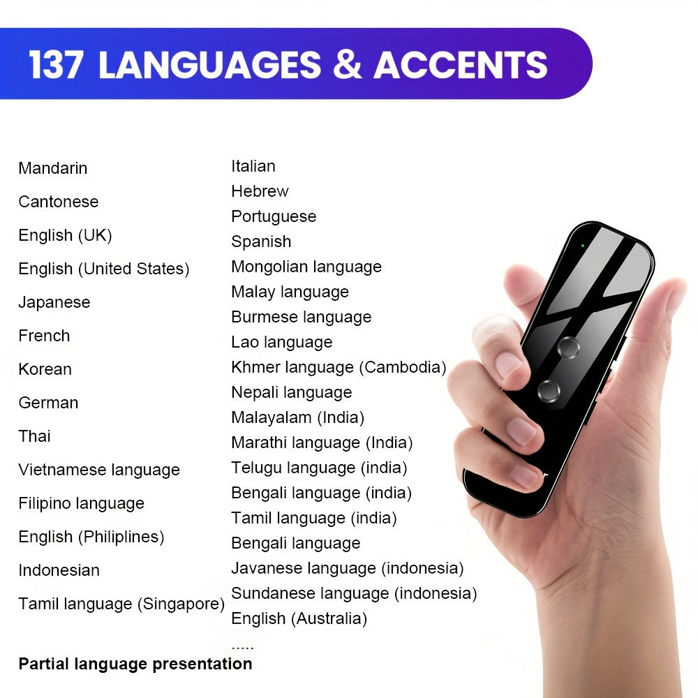 Tragbarer Bidirektionaler Sprachübersetzer – USB-aufladbar mit integriertem WLAN