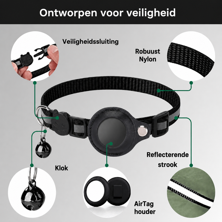Katzenhalsband mit GPS und Reflexstreifen, Verstellbar
