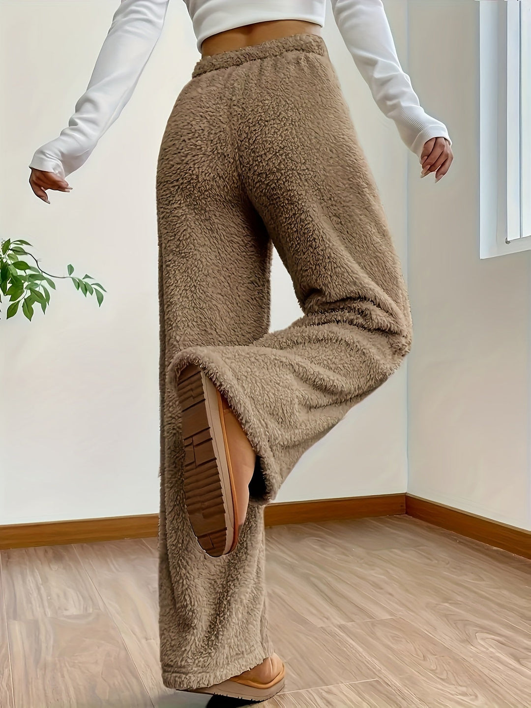 Weiche Teddy Sherpa Loungehose für Damen – Noémie