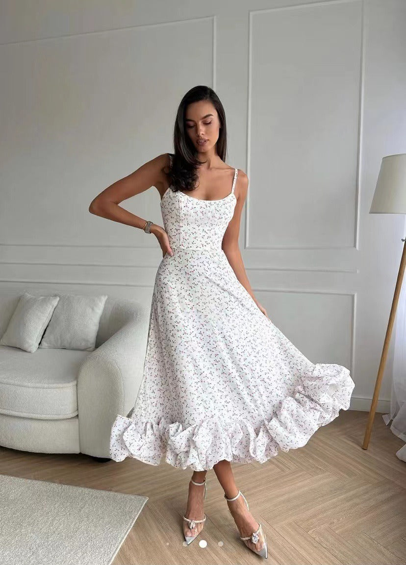 Elegantes Midi-Abendkleid mit Rüschen