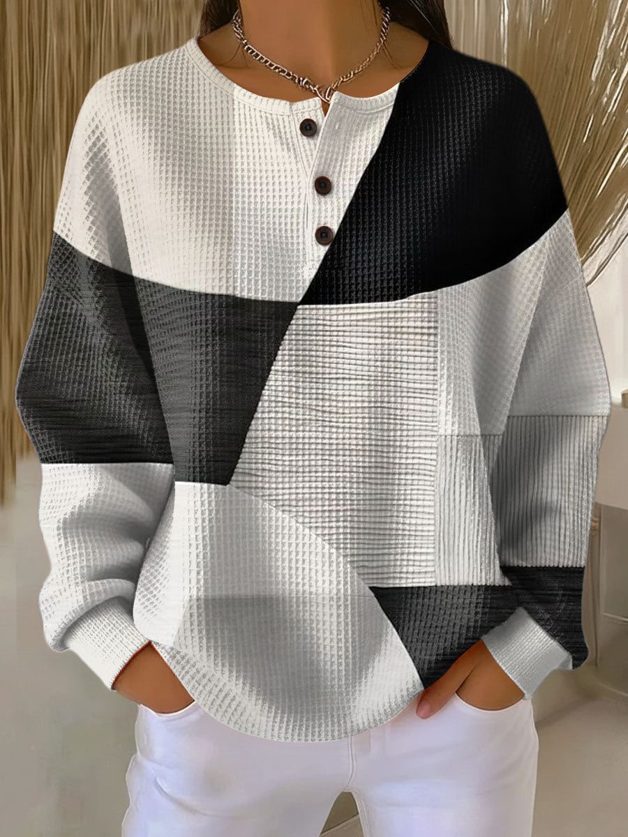 Damen warmer Waffelstrickpullover Cozy dicke Strick für kalte Tage