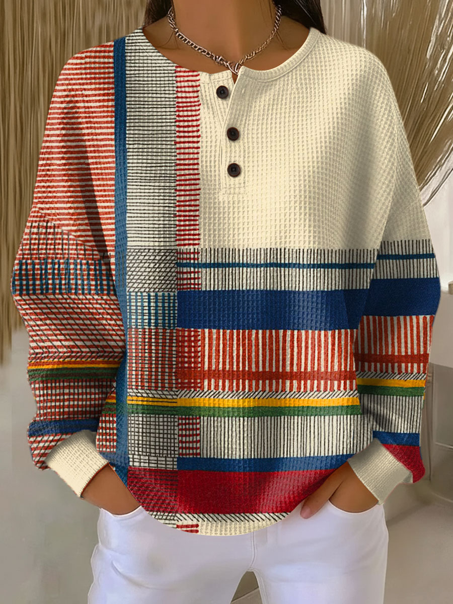 Damen warmer Waffelstrickpullover Cozy dicke Strick für kalte Tage