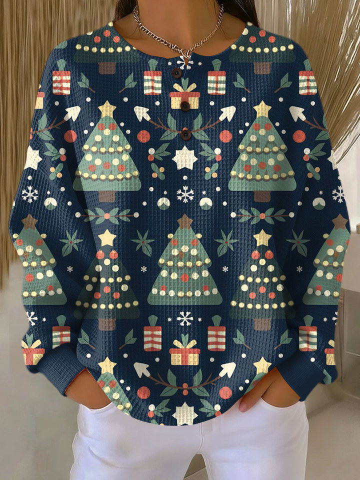 Damen warmer Waffelstrickpullover Cozy dicke Strick für kalte Tage