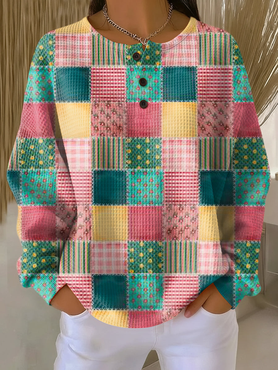 Damen warmer Waffelstrickpullover Cozy dicke Strick für kalte Tage