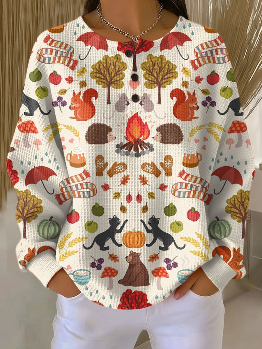 Damen warmer Waffelstrickpullover Cozy dicke Strick für kalte Tage