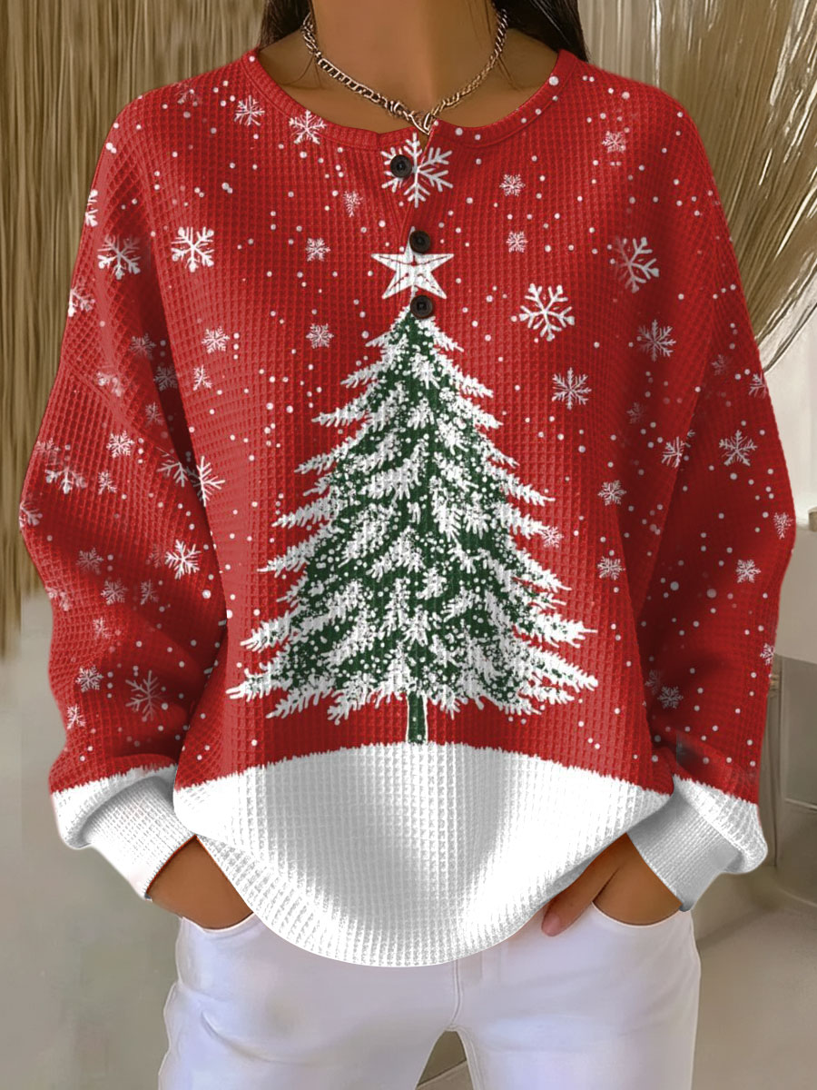 Damen warmer Waffelstrickpullover Cozy dicke Strick für kalte Tage