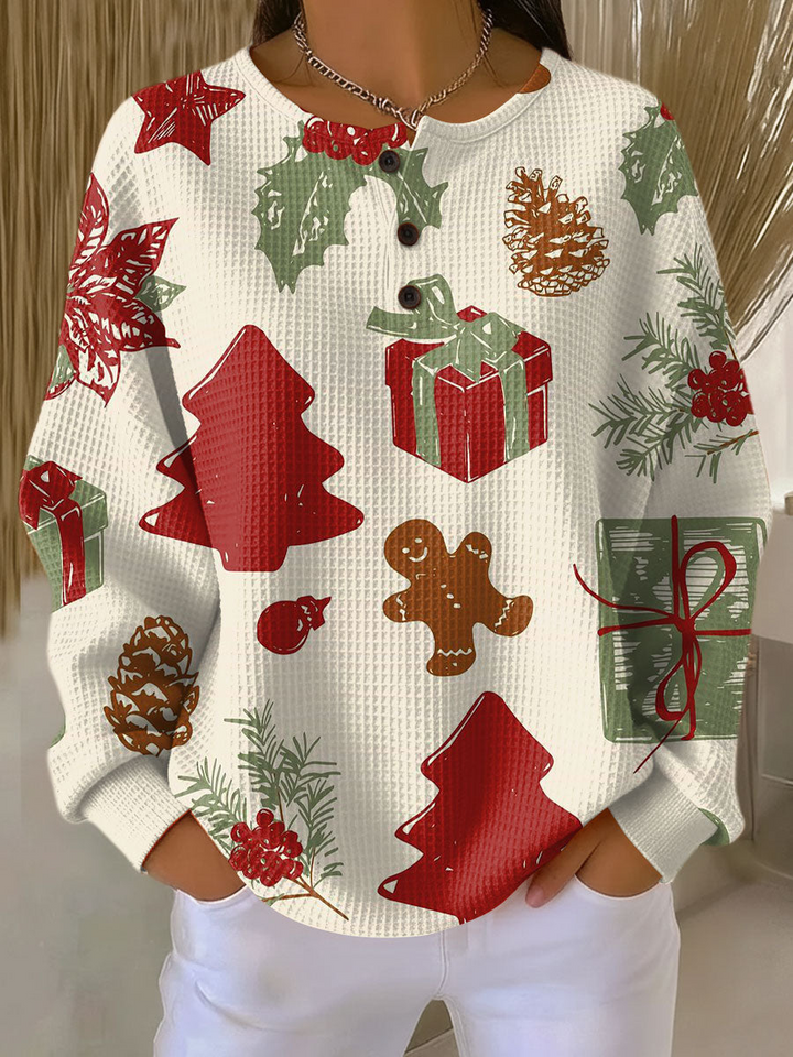 Damen warmer Waffelstrickpullover Cozy dicke Strick für kalte Tage