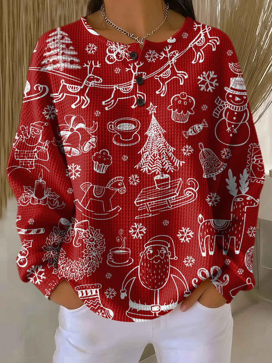 Damen warmer Waffelstrickpullover Cozy dicke Strick für kalte Tage