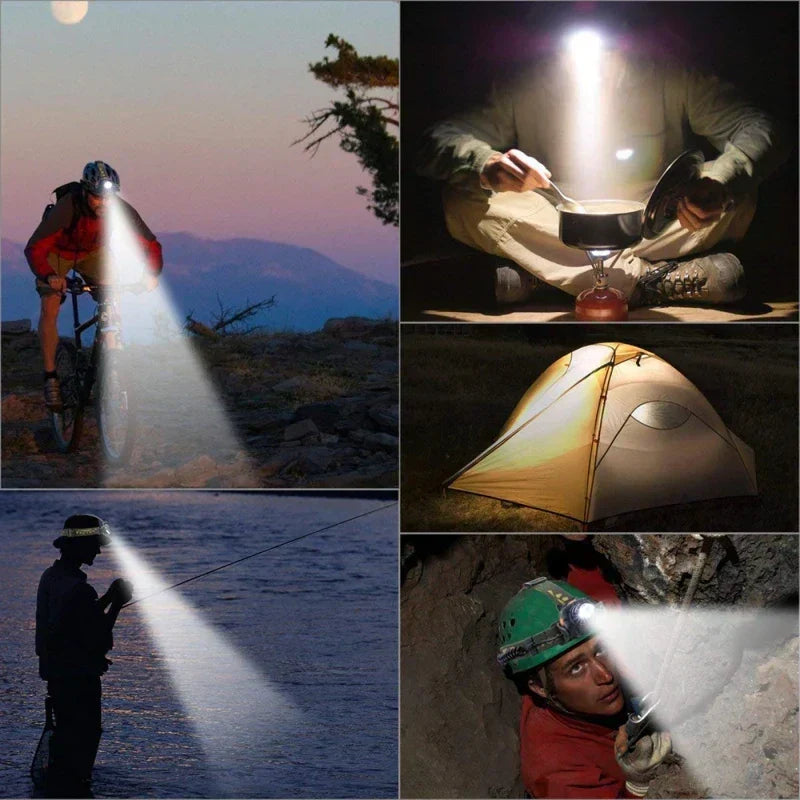 Stirnlampe | Wiederaufladbare Wasserdichte LED-Lampe mit Zoom