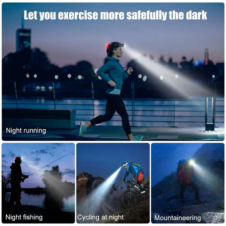 Stirnlampe | Wiederaufladbare Wasserdichte LED-Lampe mit Zoom