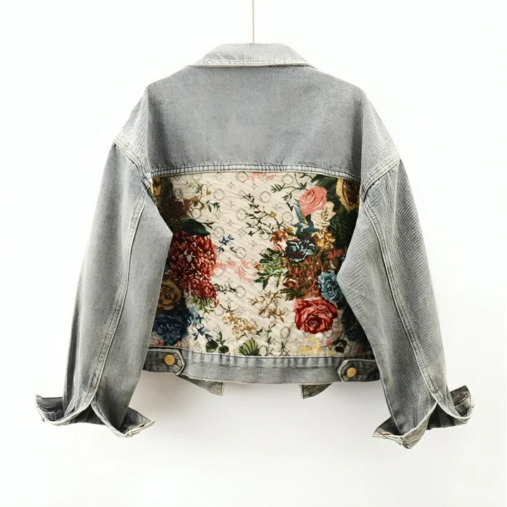 Jeansjacke mit Blumenmuster für Damen