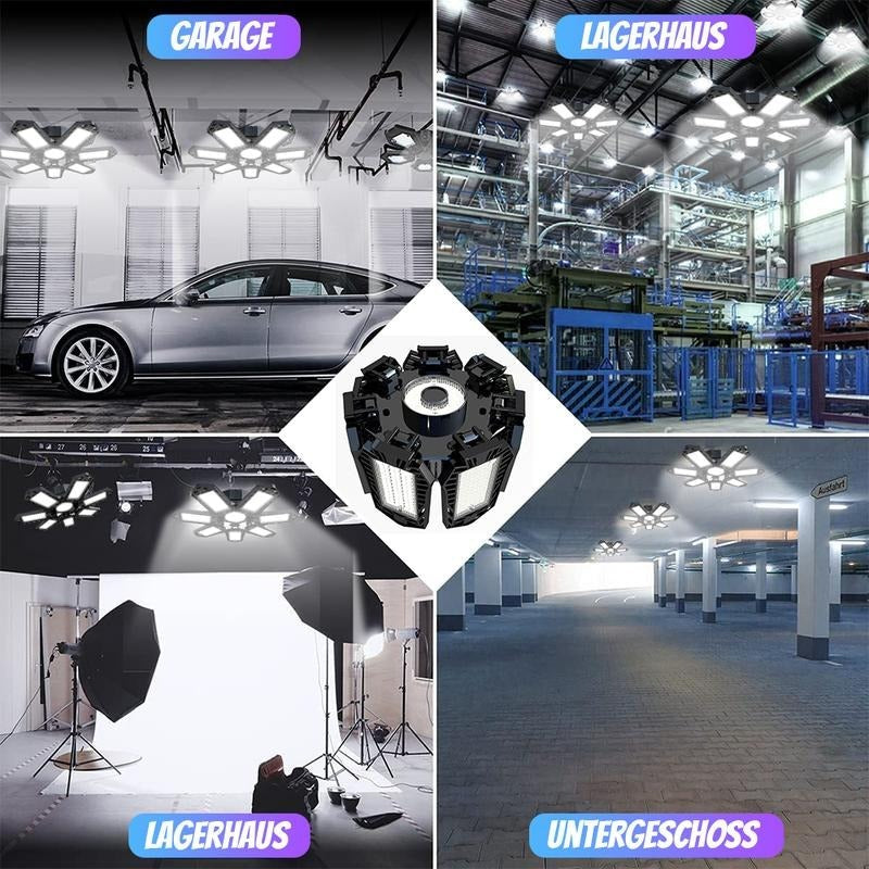 Verstellbare LED-Panel-Leuchte 6500K E26/E27 – Lampe für Garage und Werkstatt