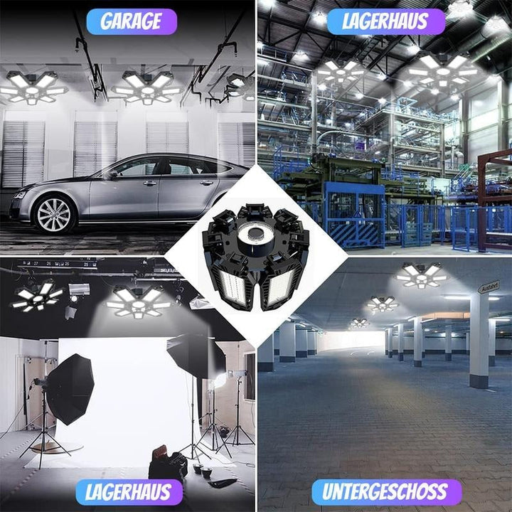 Verstellbare LED-Panel-Leuchte 6500K E26/E27 – Lampe für Garage und Werkstatt