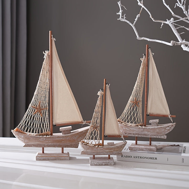 Vintage-Segelboot aus Holz – Maritime Dekoration für Wohnzimmer, Büro oder Schlafzimmer