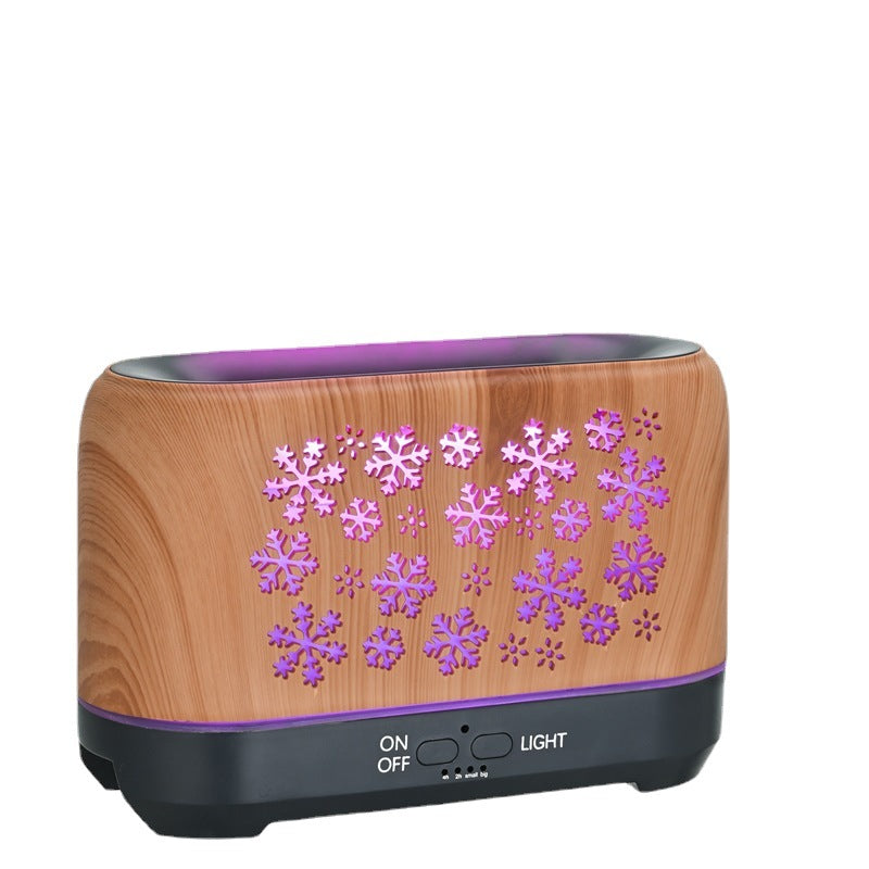 Aroma-Diffusor mit Flammeneffekt in 7 Farben und Schneeflockenprint
