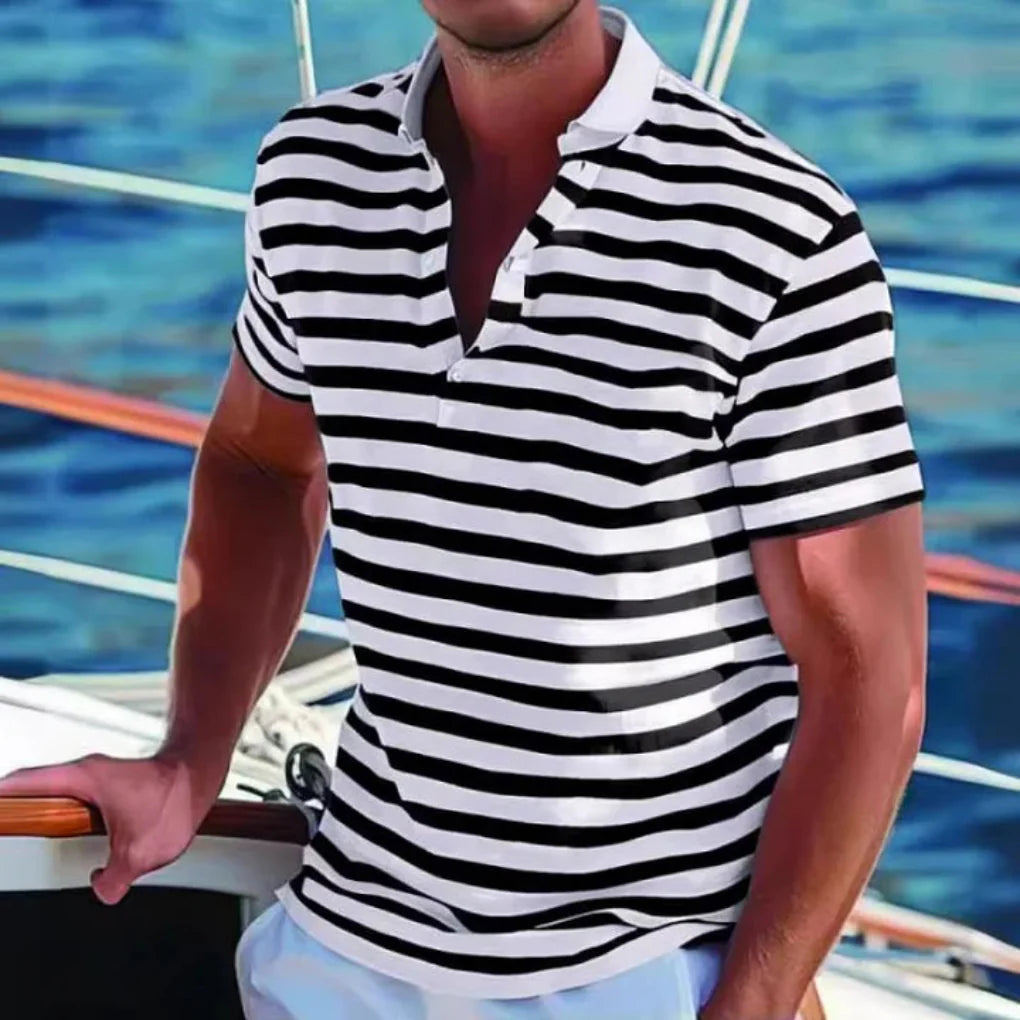 Retro-Polohemd mit Streifen für Herren