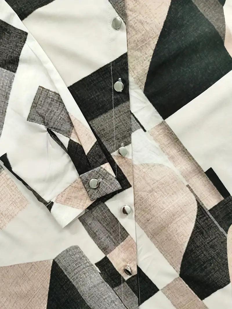 Trendige Damenbluse mit abstraktem Muster und Knopfleiste - Marlene