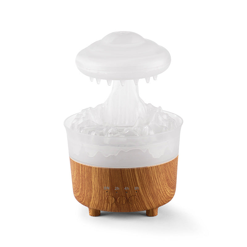 Regenwolken-Diffuser in Holzoptik mit Regengeräusch und Fernbedienung