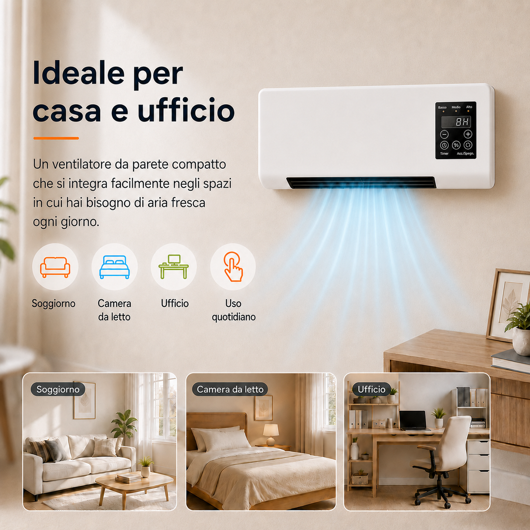 Kompakter Wandventilator – Tragbare Kühlung mit Fernbedienung