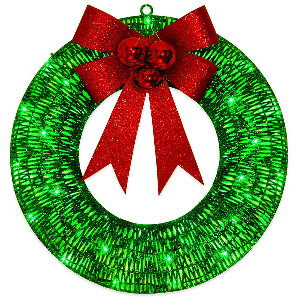 Weihnachtskranz mit Beleuchtung und grosser roter Schleife, 50 cm