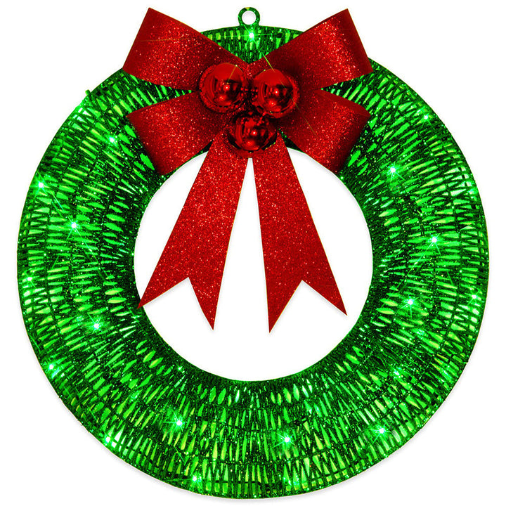 Weihnachtskranz mit Beleuchtung und grosser roter Schleife, 50 cm