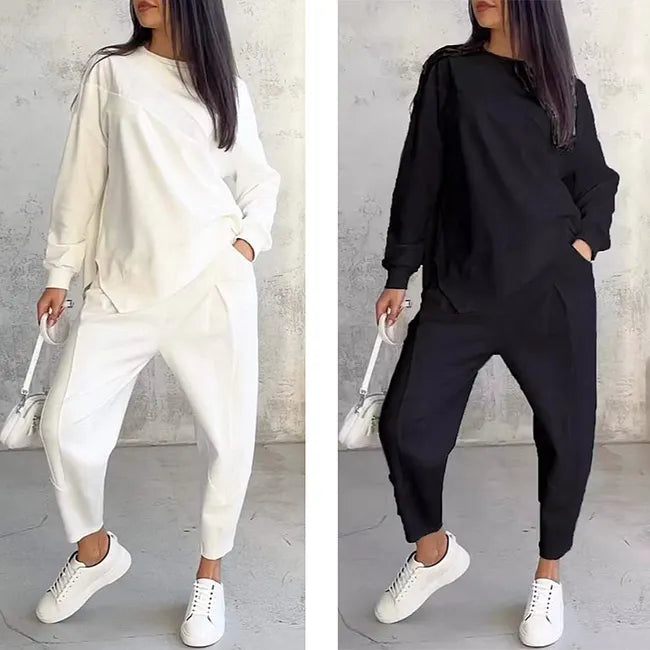 Zweiteiliges Set: Lässiges Langarm-Sweatshirt und Jogginghose