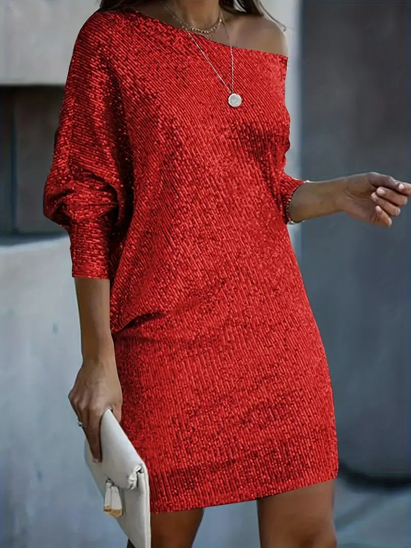 Abendkleid mit kontrastierenden Pailletten