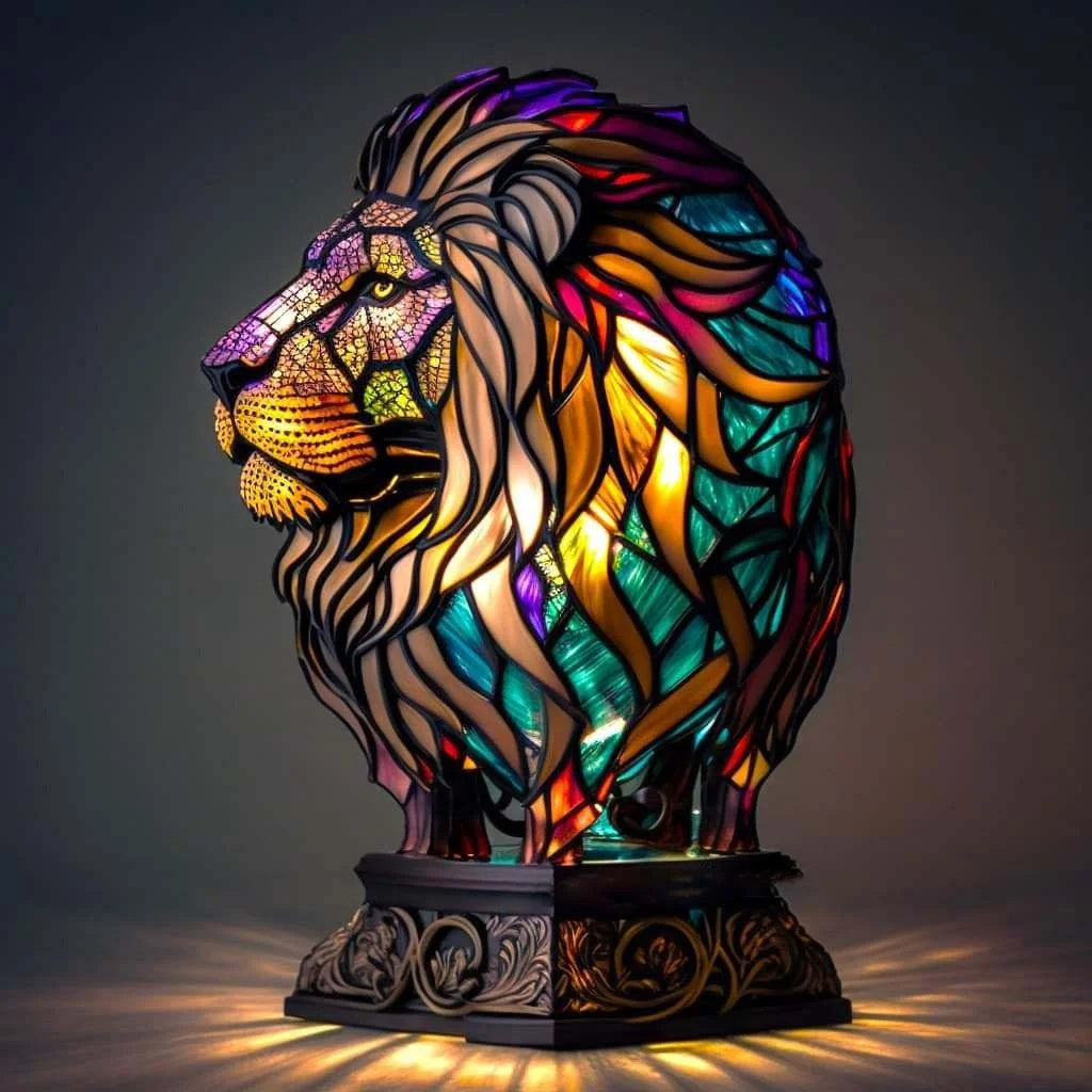 VitraGlow handgefertigtes Glas-Ornament | Elegante Tischlampe aus Harz und Glas mit lebendigen künstlerischen Mustern