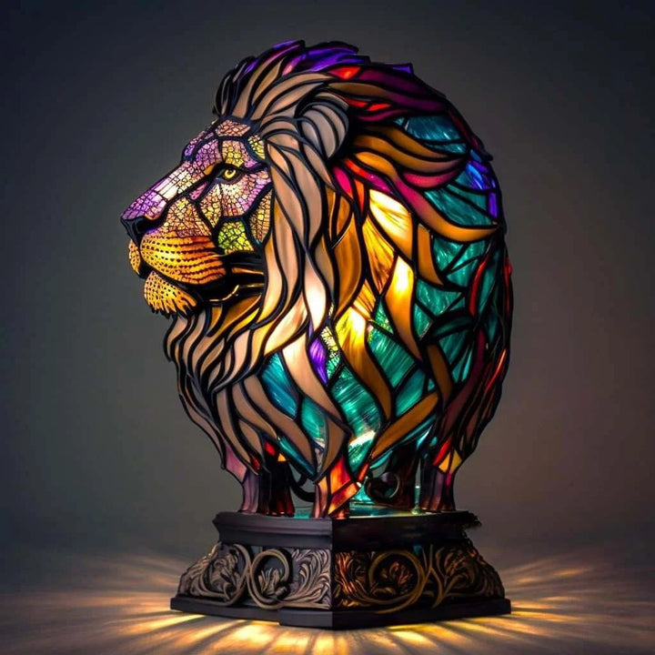 VitraGlow handgefertigtes Glas-Ornament | Elegante Tischlampe aus Harz und Glas mit lebendigen künstlerischen Mustern
