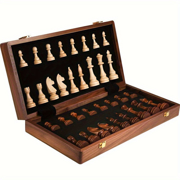 EchelonMaster Schachbrett aus Holz | Handgefertigtes Schachbrett aus Walnussholz mit hochwertigen Spielfiguren