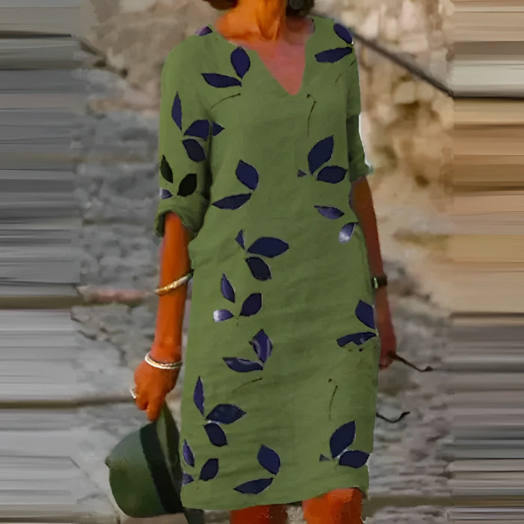 Trendiges Sommerkleid mit Blätterprint – Liora