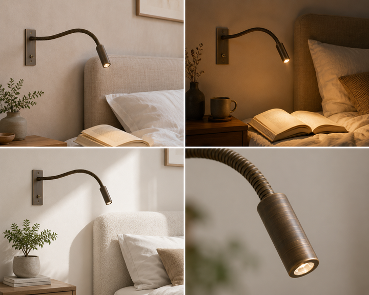 Flexible Schwanenhals-Wandlampe – Verstellbare moderne Leselampe für Bett und Sofa