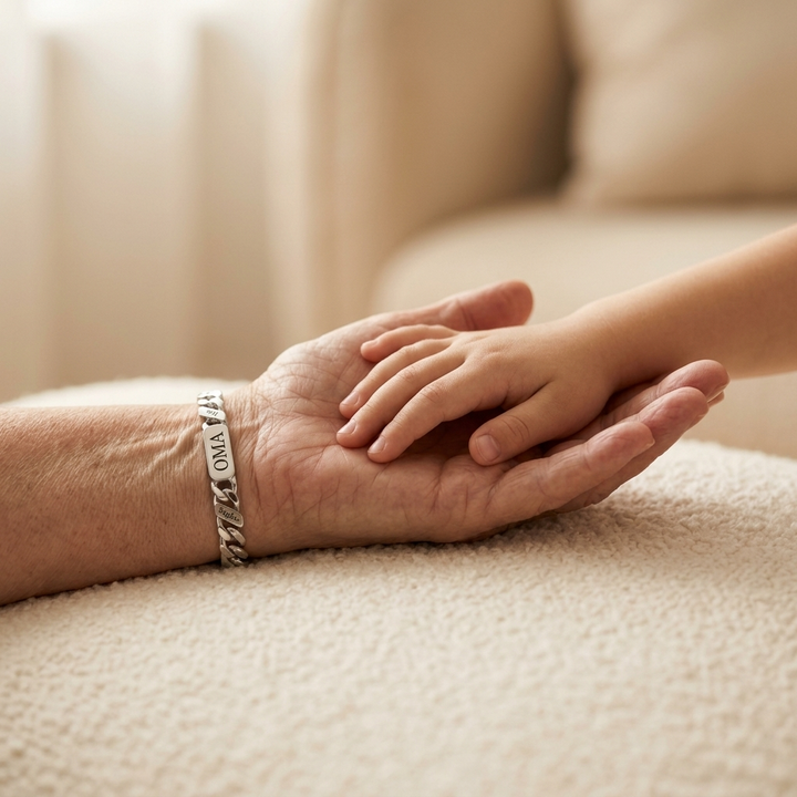 Personalisiertes Familiengliederarmband mit eingravierten Namen – Silber oder Gold