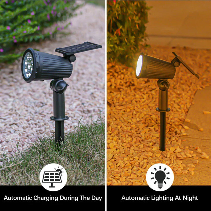LED-Gartenlampe mit Solar-Flutlicht und Dämmerungssensor