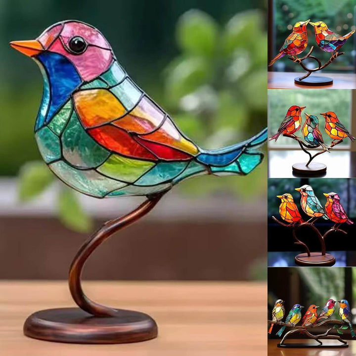 Bunte Vögel auf einem Ast Dekofigur - ColorBirds