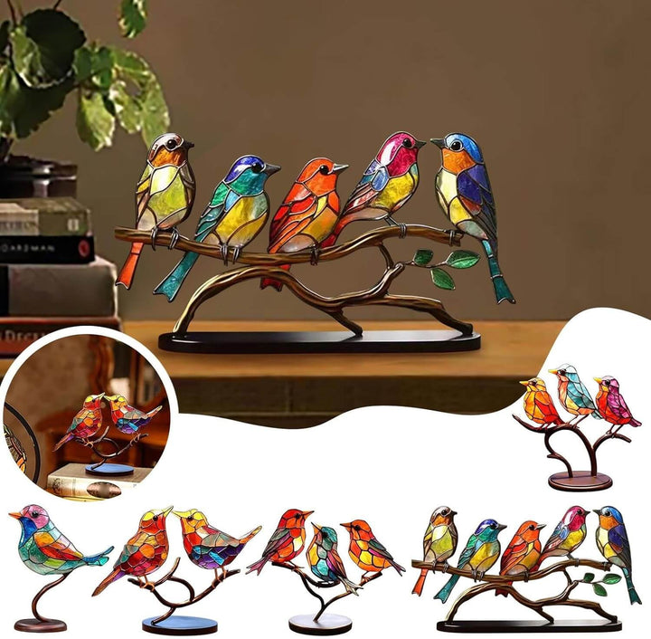Bunte Vögel auf einem Ast Dekofigur - ColorBirds