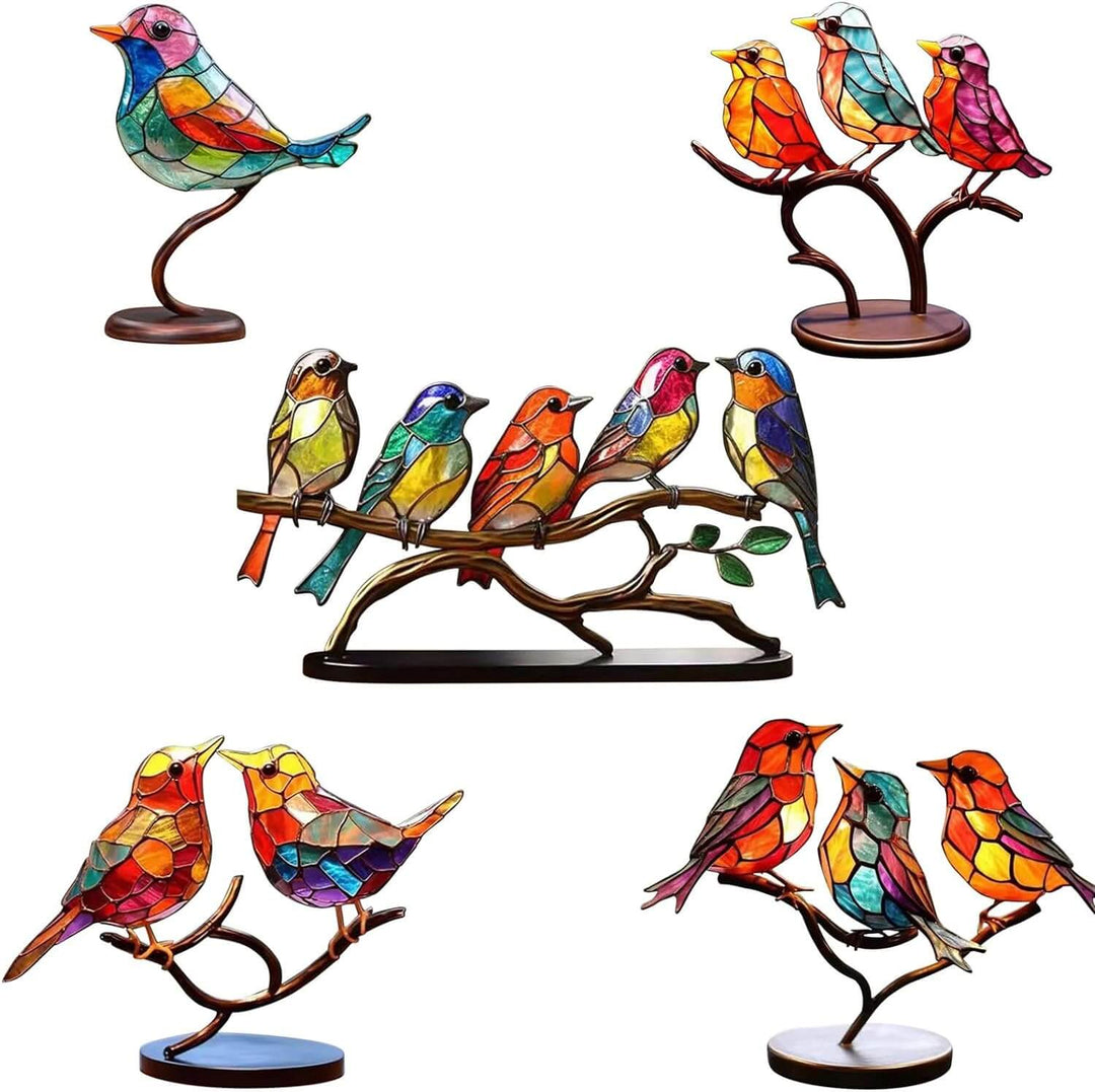 Bunte Vögel auf einem Ast Dekofigur - ColorBirds
