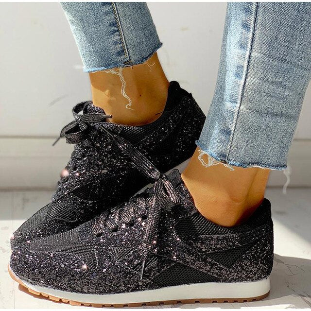 Trendy Damen Glitter Sneakers - Miranda